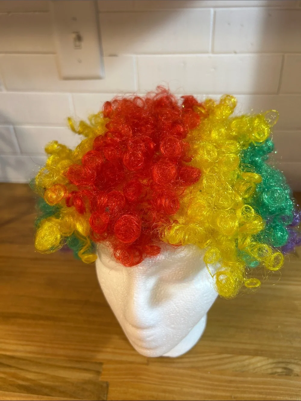Multicolor Clown Curly Wig - Bright Rainbow Synthetic Hair Halloween